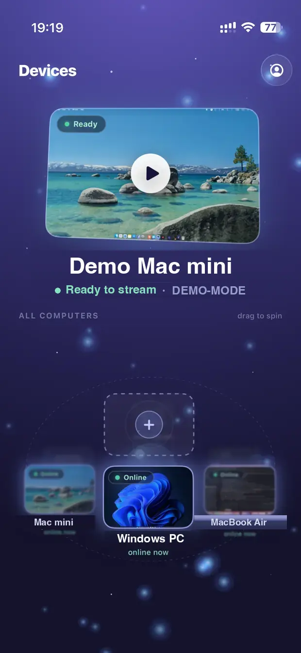 Remio device list on iPhone